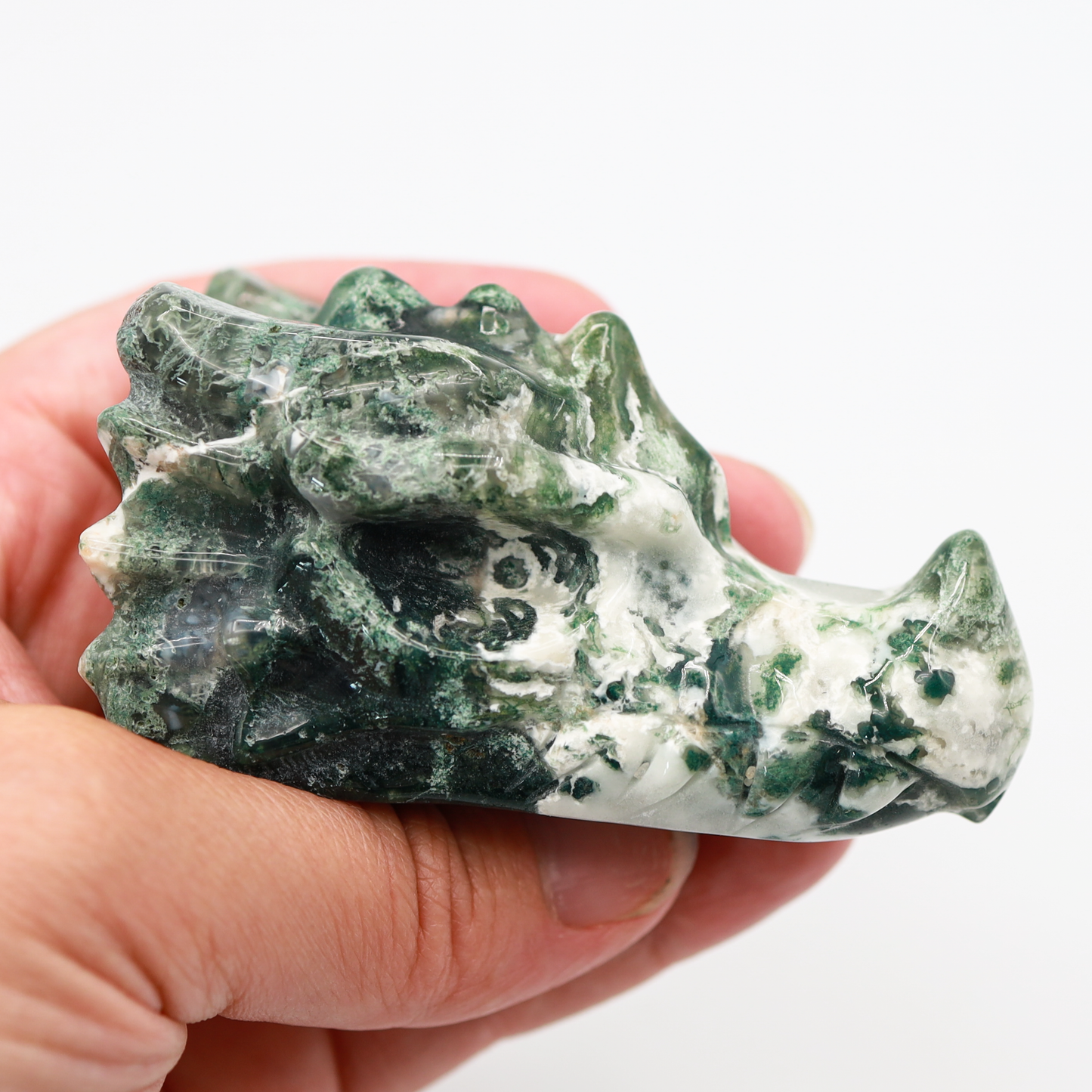 Moss Agate Dragon Head