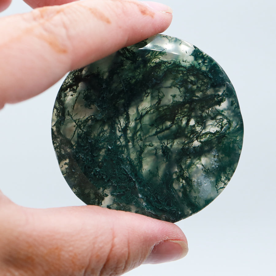 Moss Agate Worry Disc