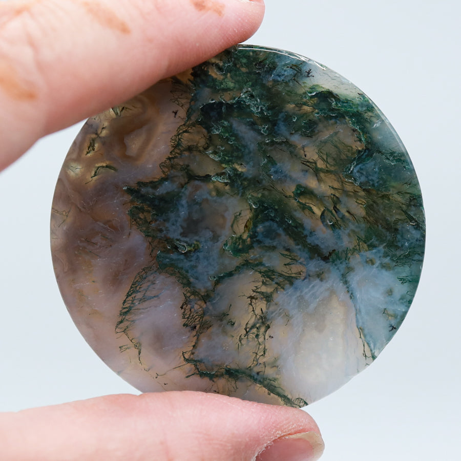 Moss Agate Worry Disc