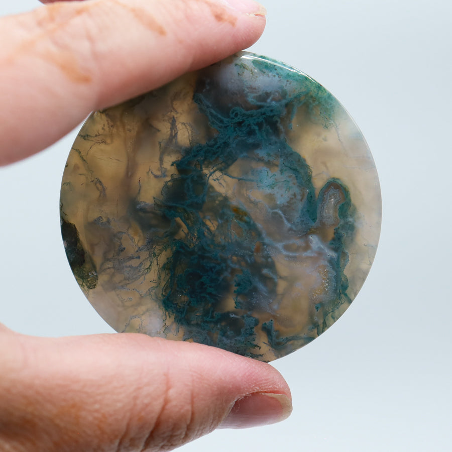 Moss Agate Worry Disc