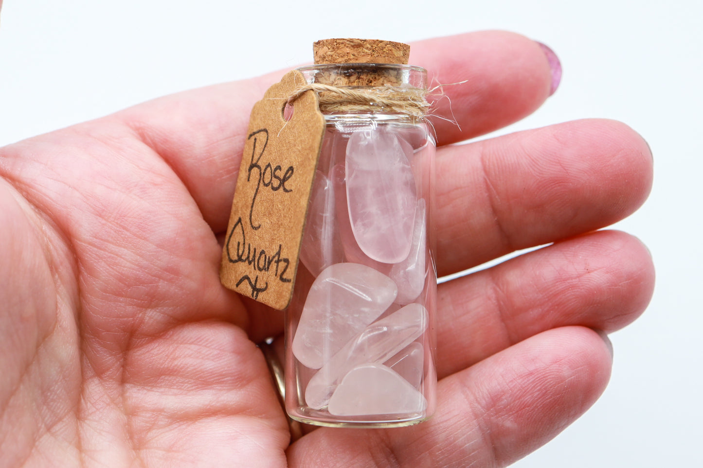 Rose Quartz Crystal Chip Jar