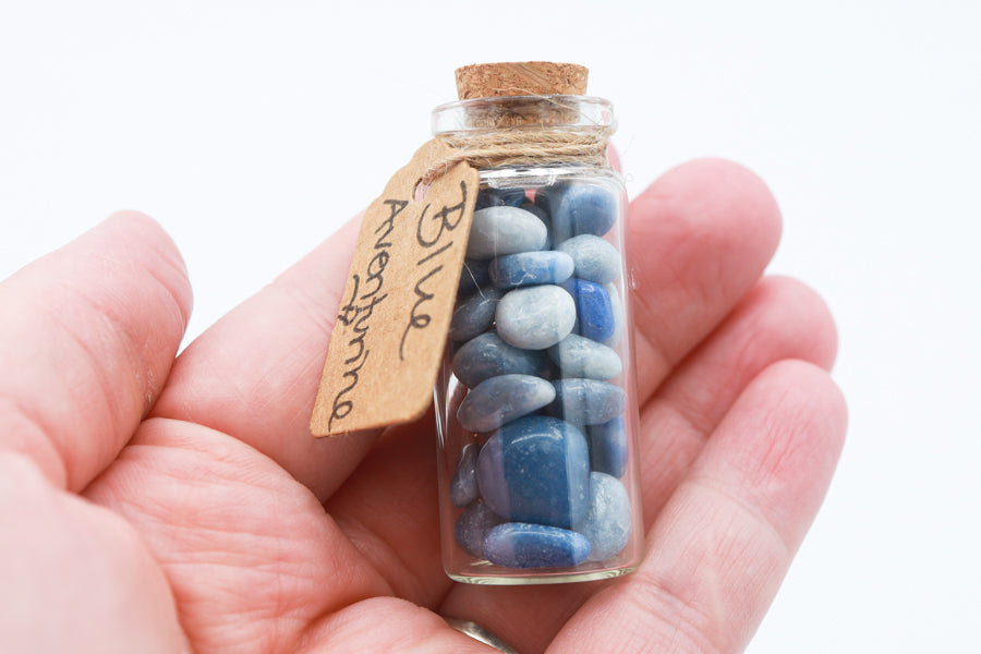 Blue Aventurine Crystal Chip Jar