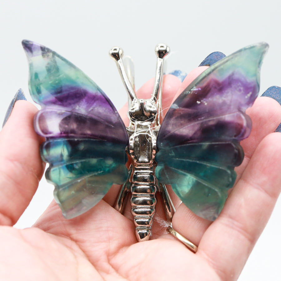 Rainbow Fluorite Freestanding Butterflies