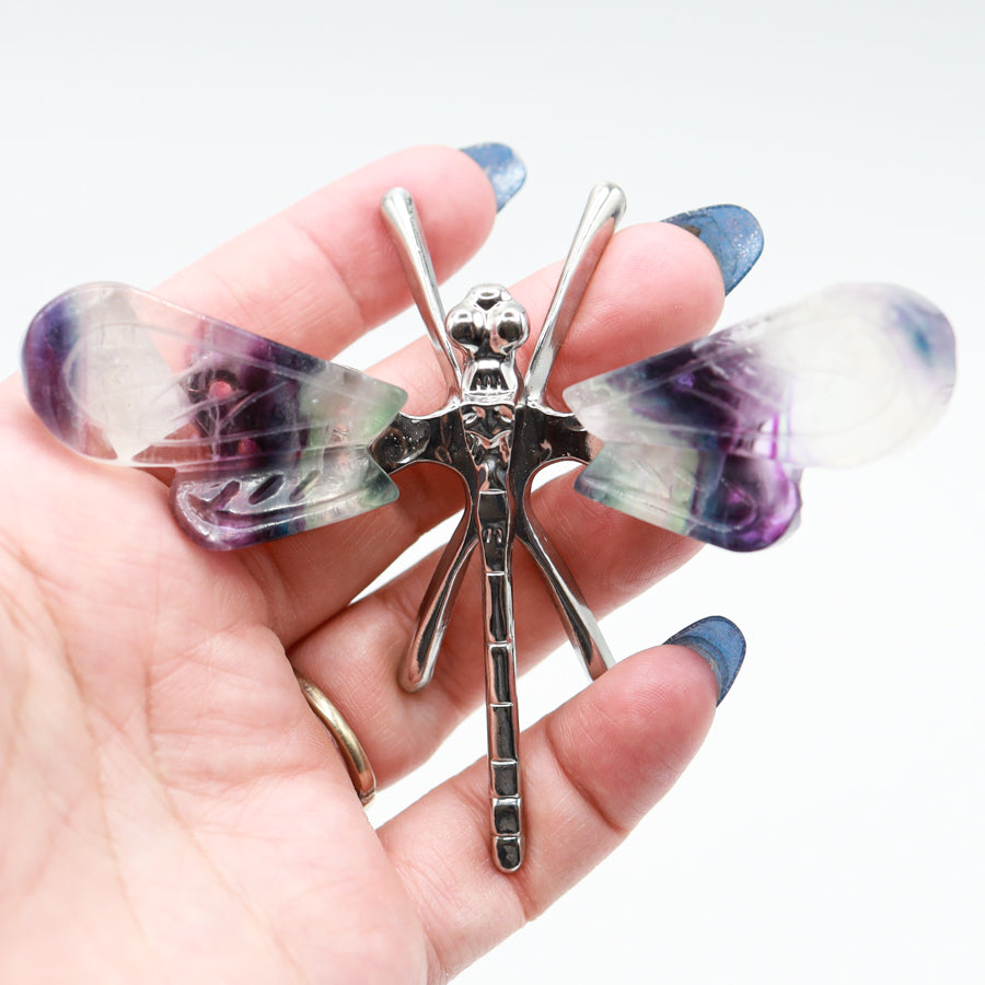 Rainbow Fluorite Freestanding Dragonfly