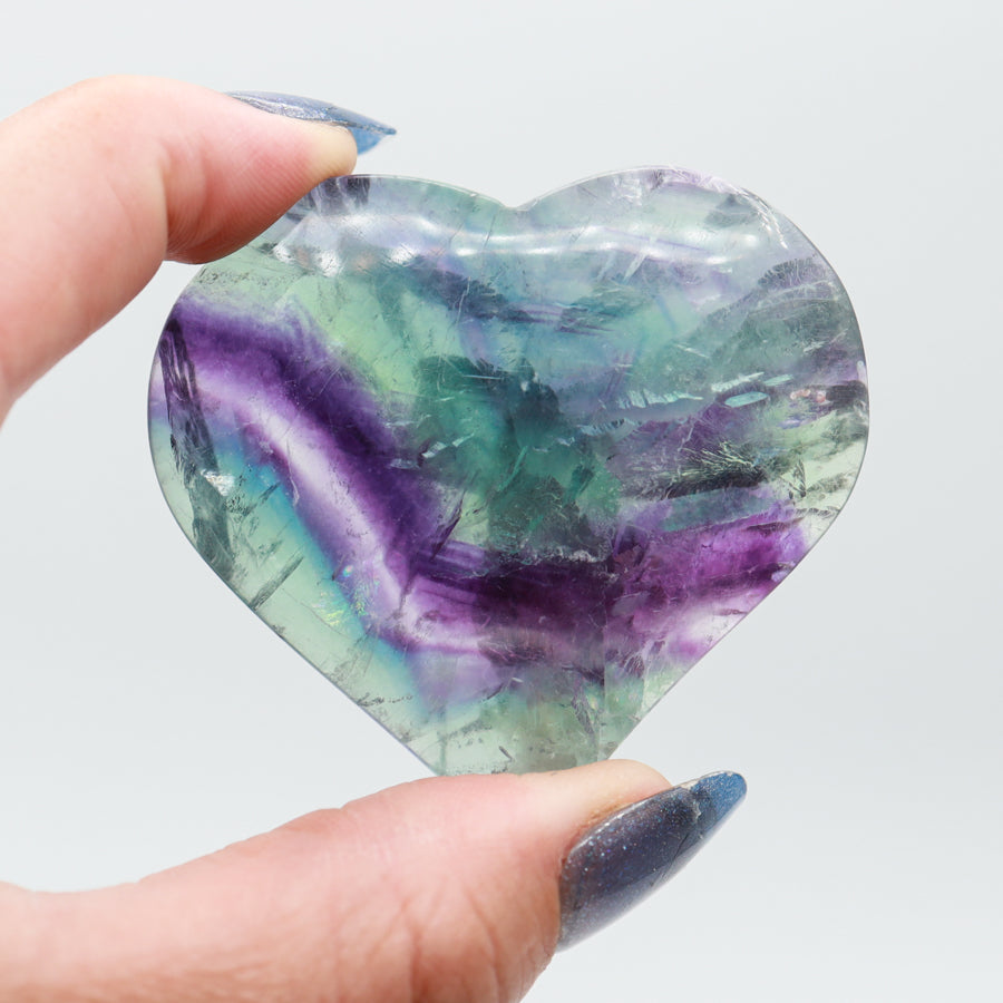 Rainbow Fluorite Hearts