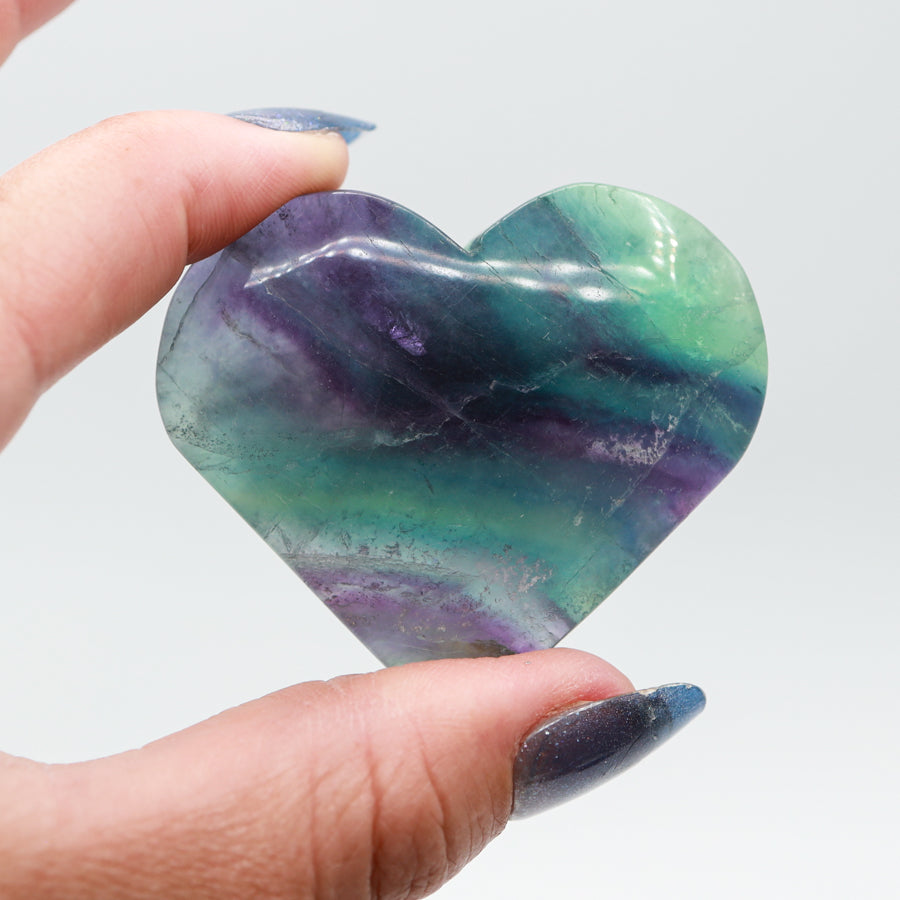 Rainbow Fluorite Hearts