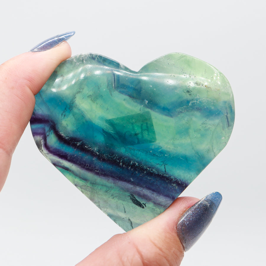 Rainbow Fluorite Hearts