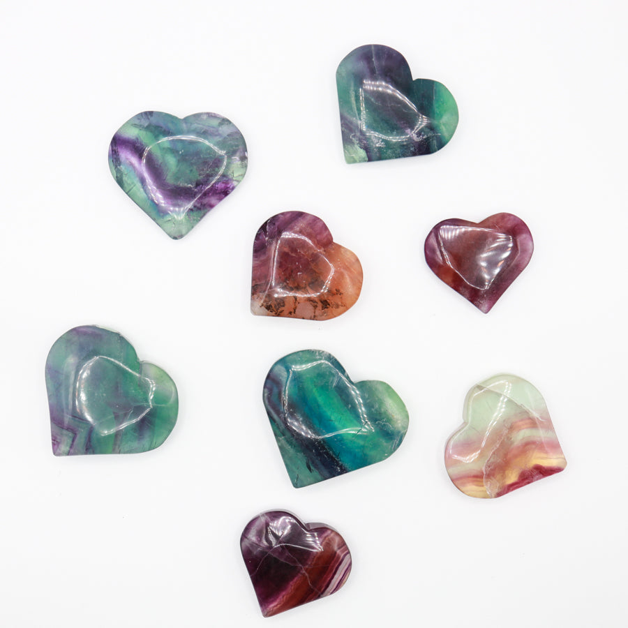 Rainbow Fluorite Hearts