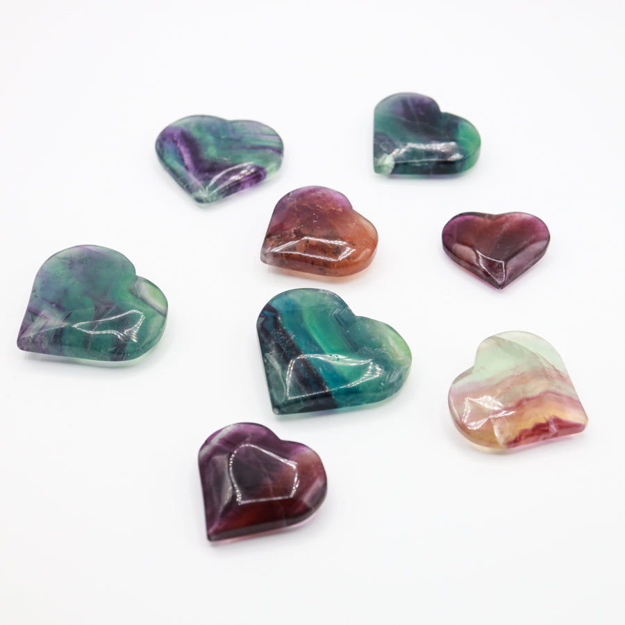 Rainbow Fluorite Hearts