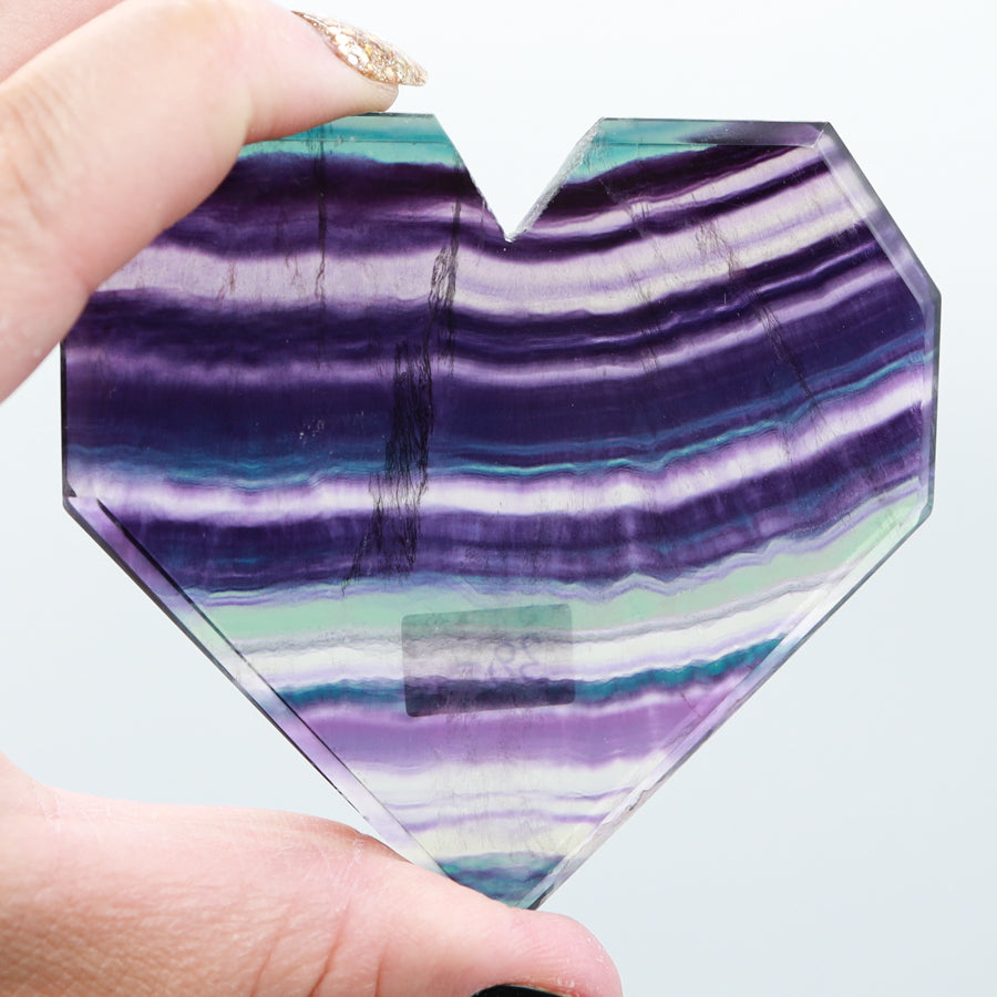 Rainbow Fluorite Hearts with stand