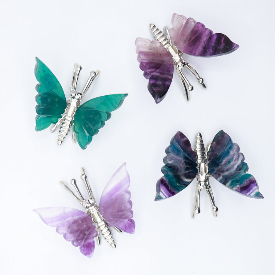 Rainbow Fluorite Freestanding Butterflies