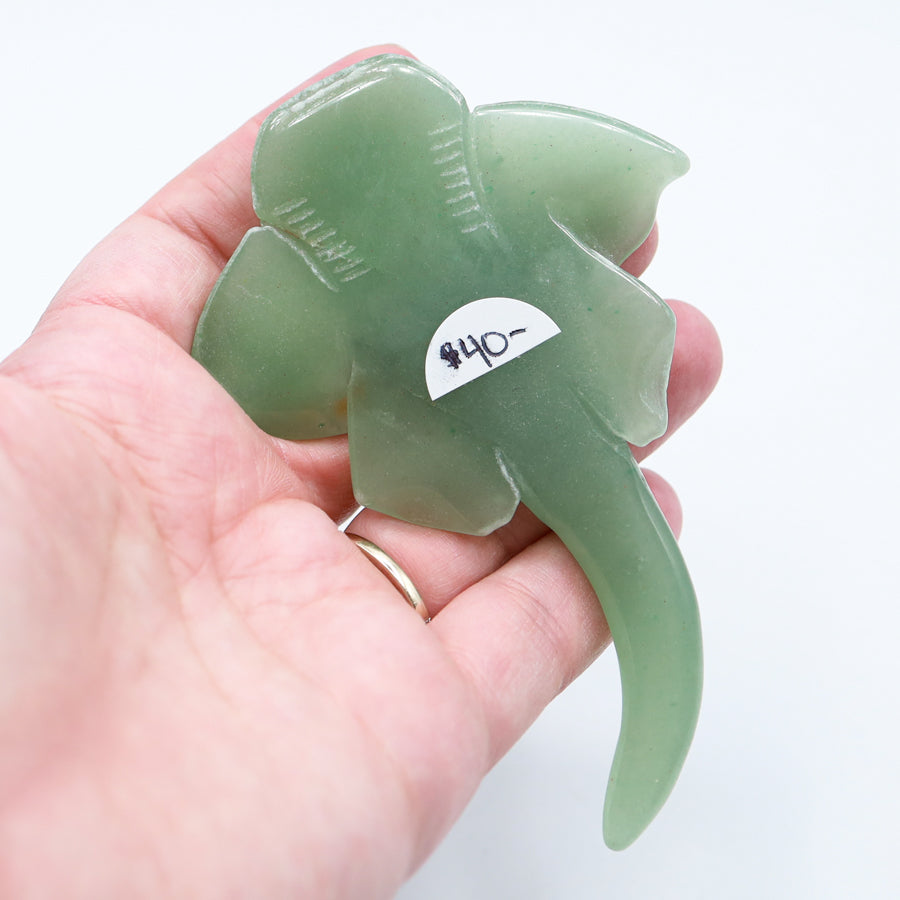 Green Aventurine Cat Fish Carving
