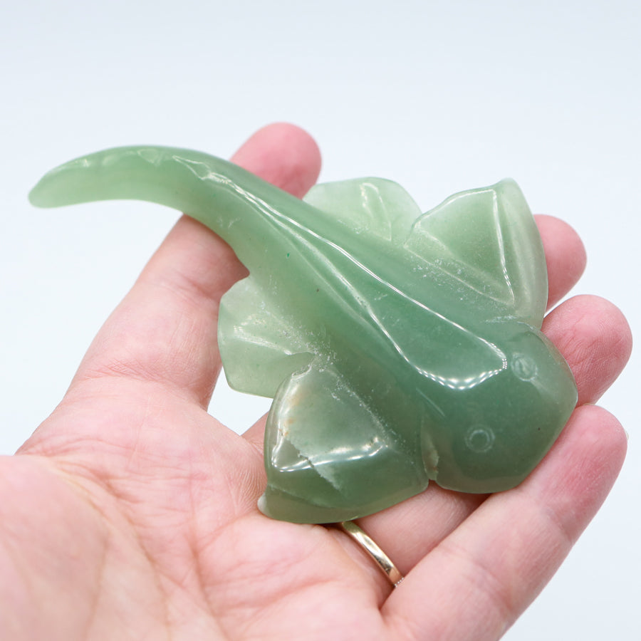 Green Aventurine Cat Fish Carving