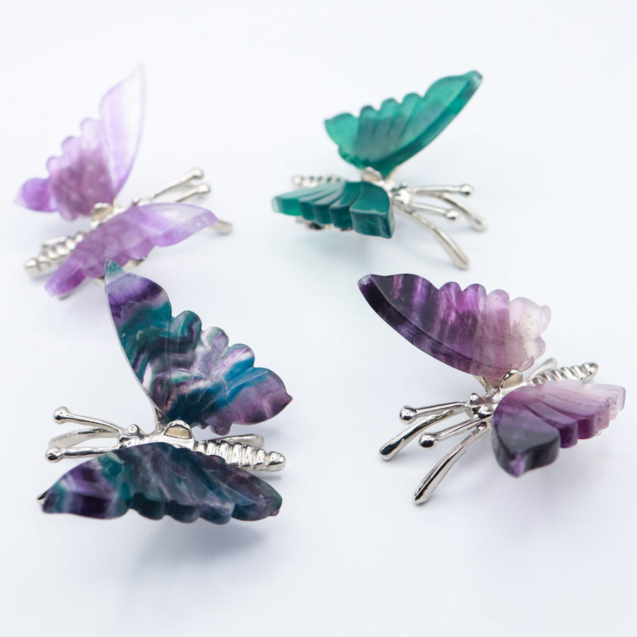Rainbow Fluorite Freestanding Butterflies