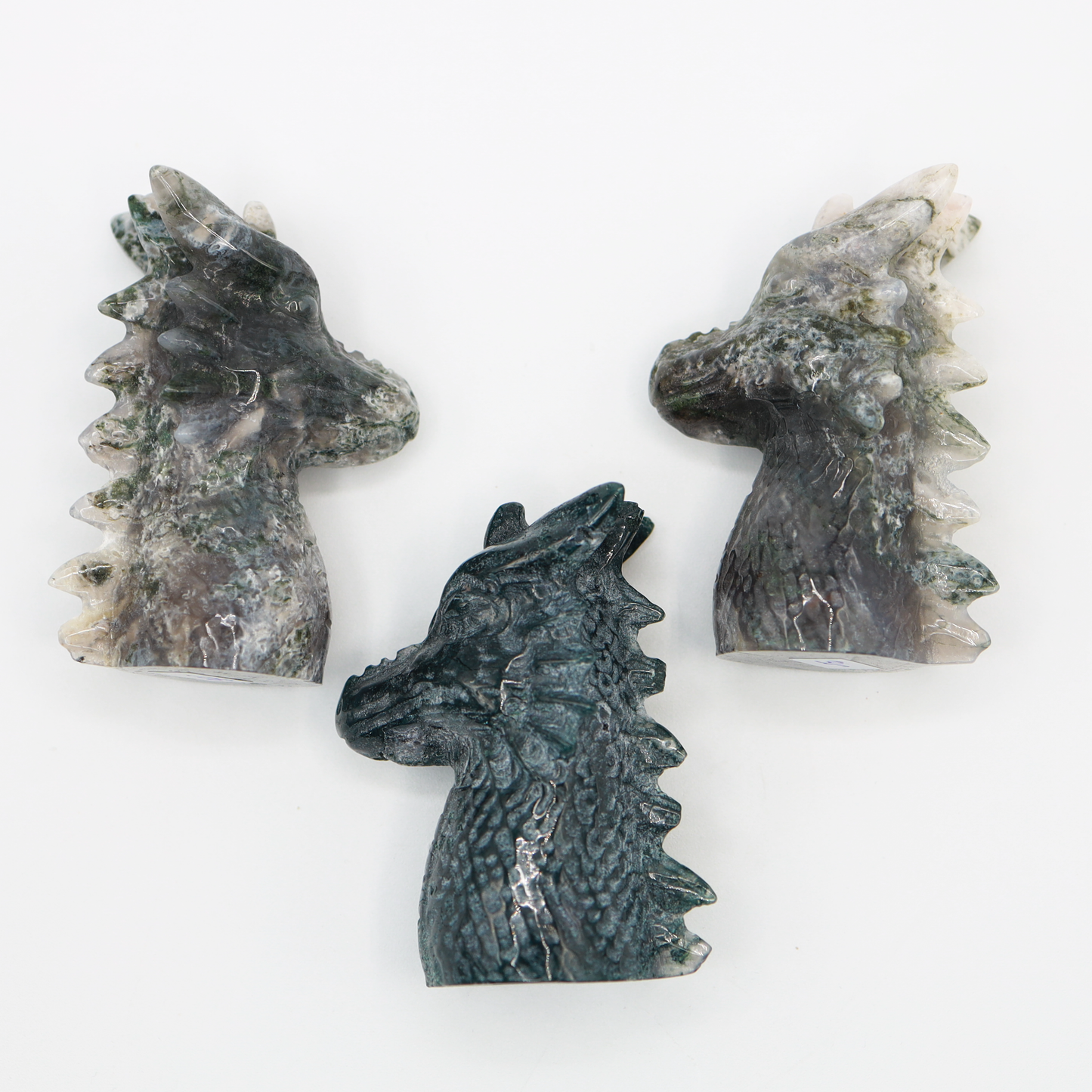 Serpent Moss Agate Dragon Head