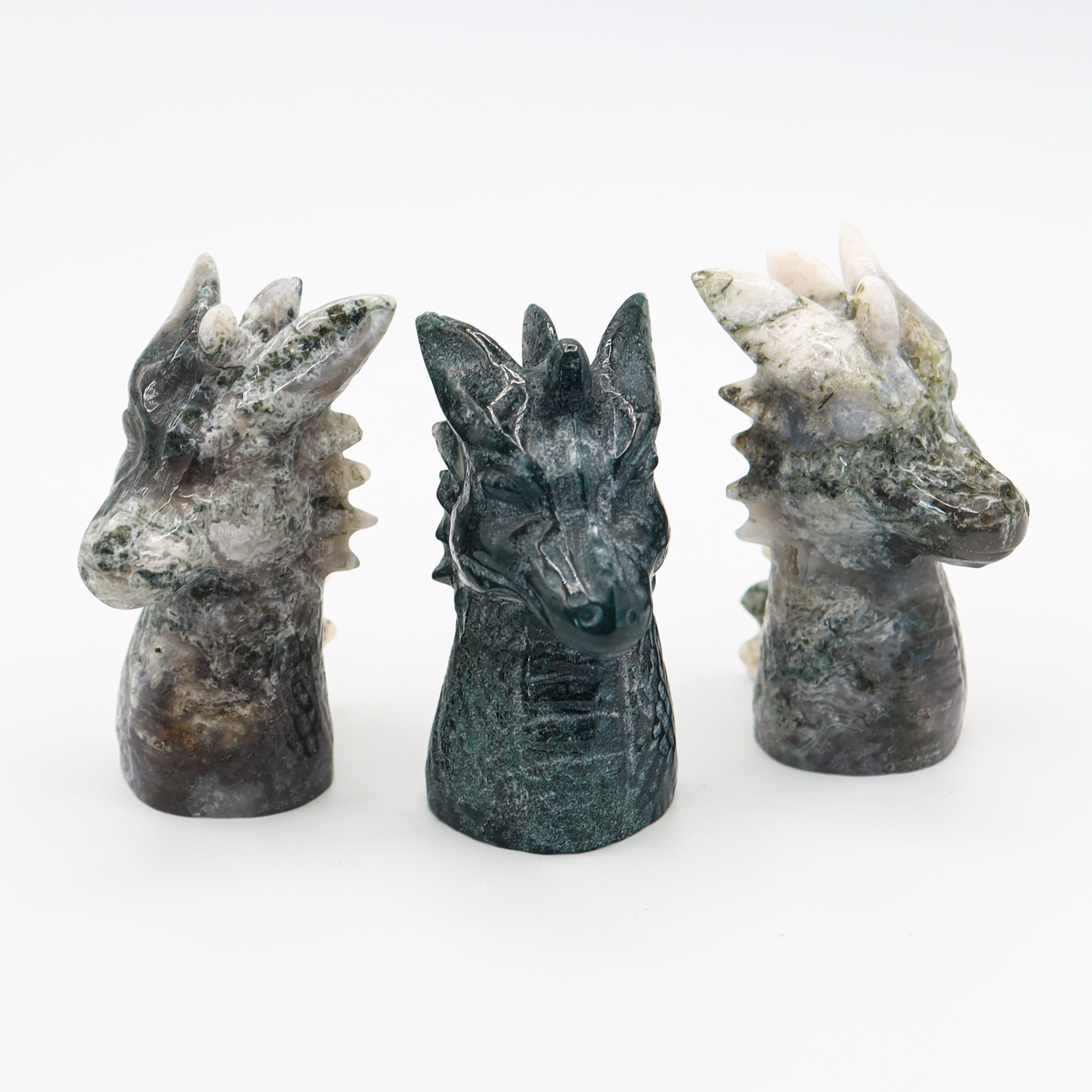 Serpent Moss Agate Dragon Head