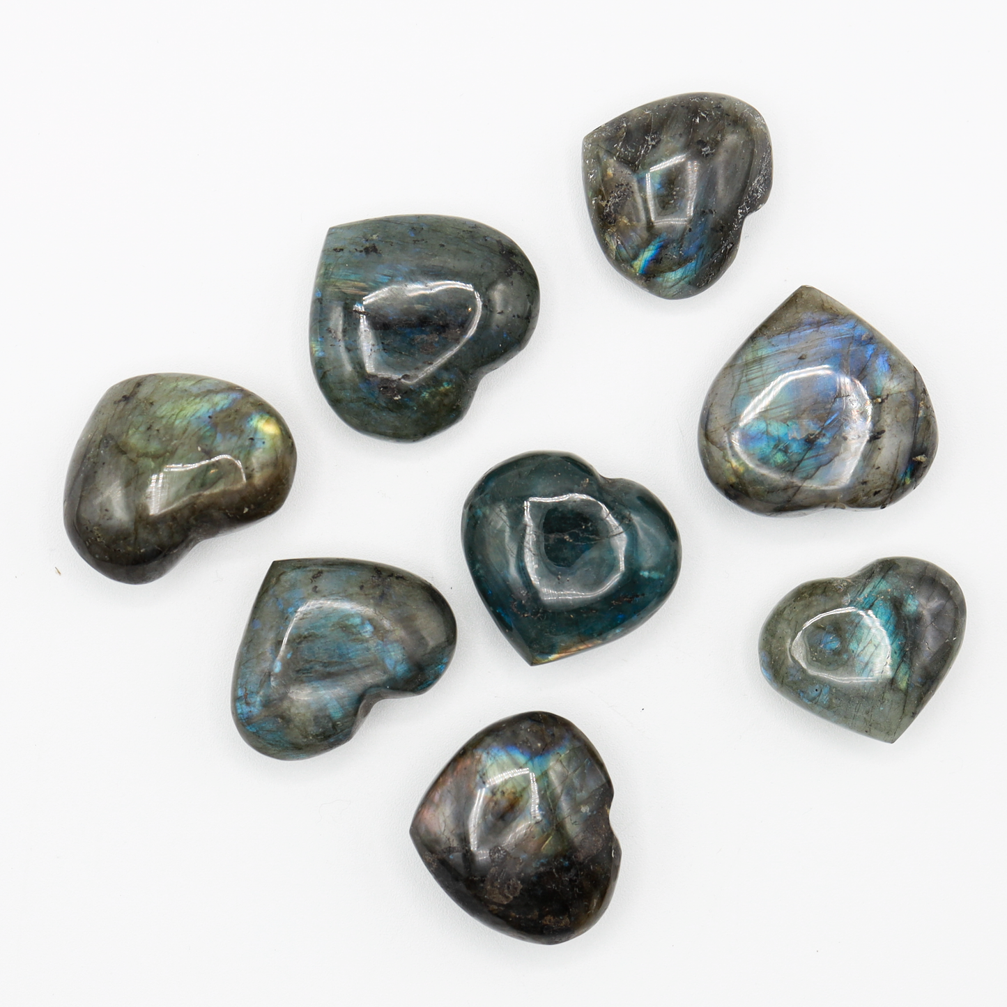 Medium Flashy Labradorite Hearts