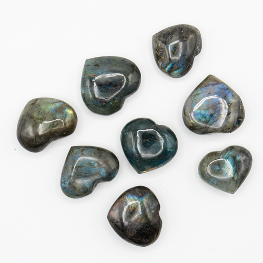 Medium Flashy Labradorite Hearts