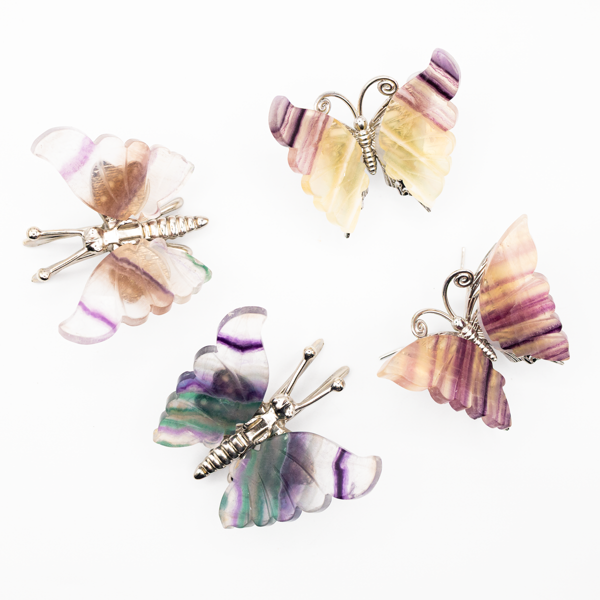 Rainbow Fluorite Freestanding Butterflies
