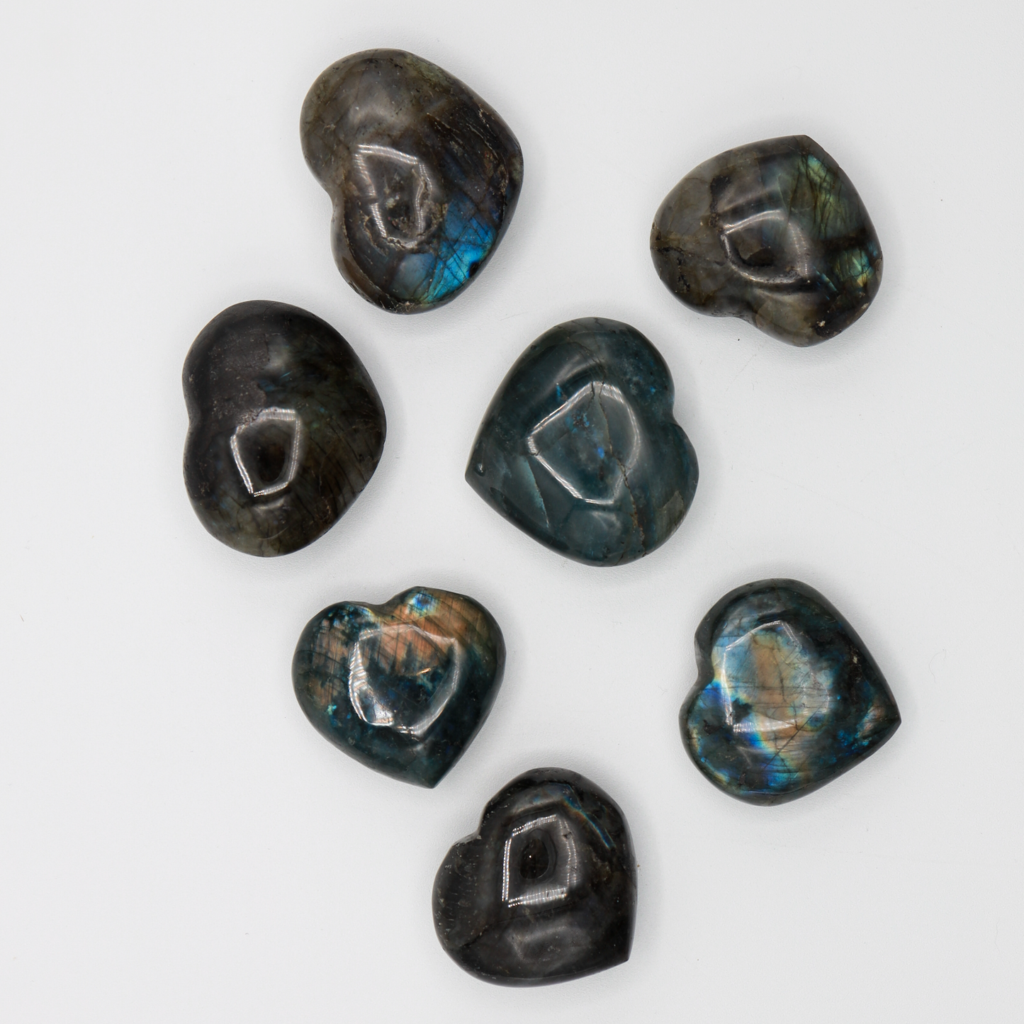 Medium Flashy Labradorite Hearts