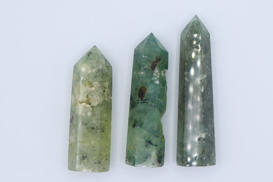 Prehnite Towers with Black Tourmaline