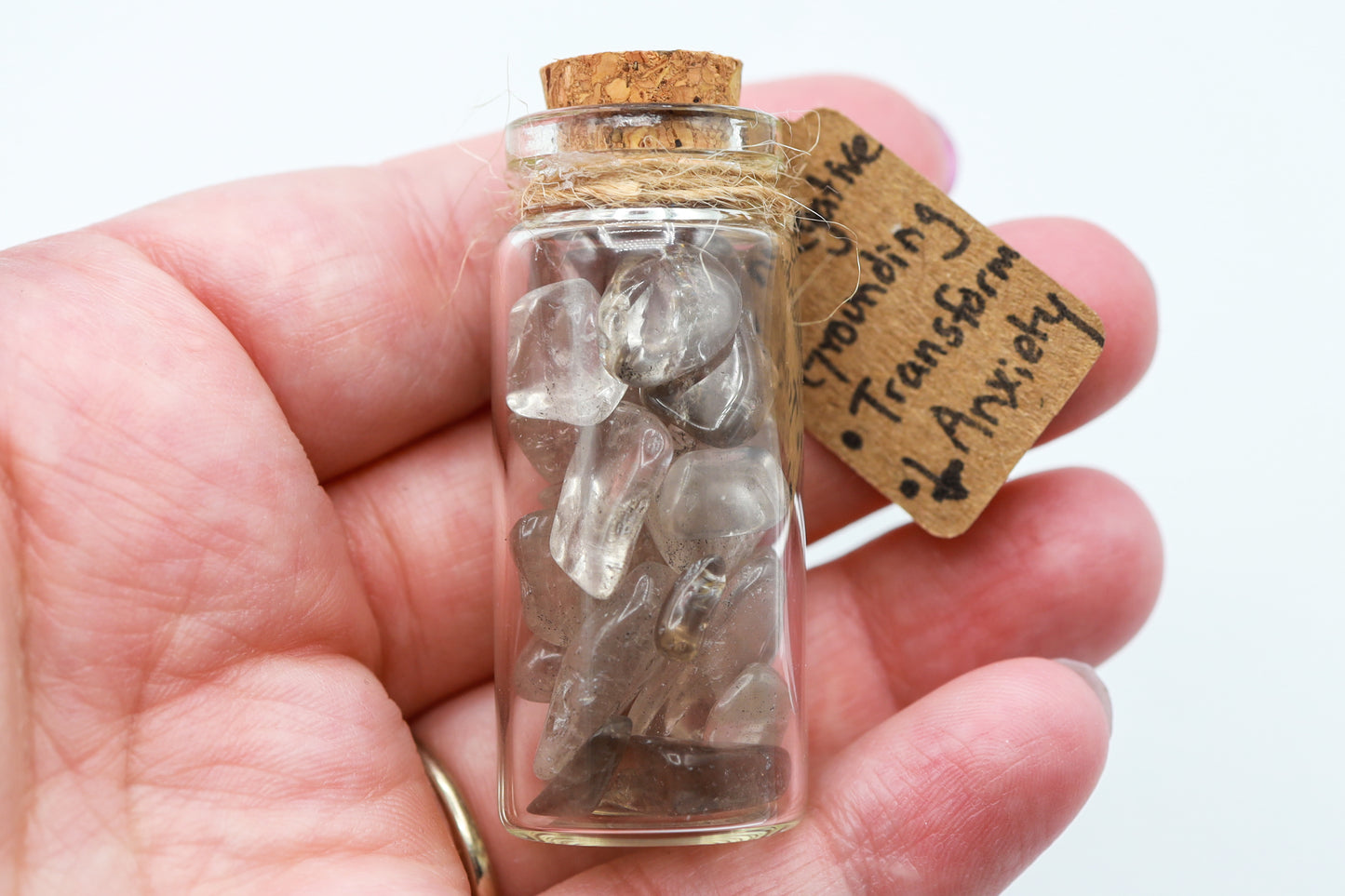 Smoky Quartz Crystal Chip Jar