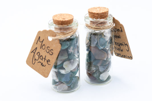 Moss Agate Crystal Chip Jar