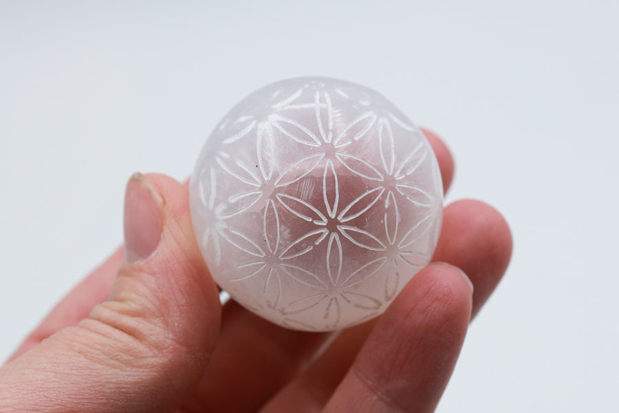 Flower Selenite Sphere