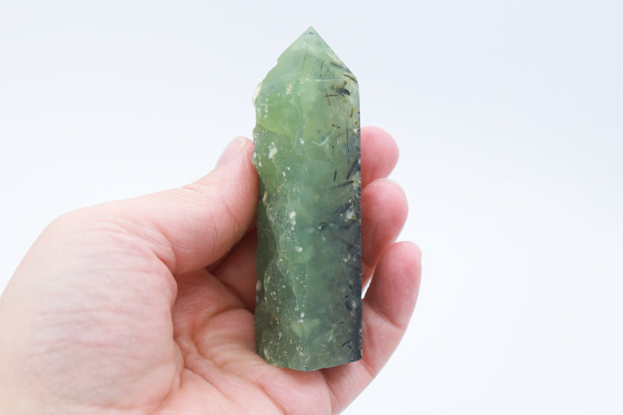 Raw Edge Prehnite Tower