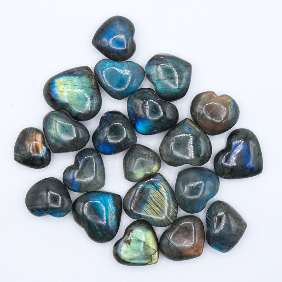 Flashy Labradorite Hearts