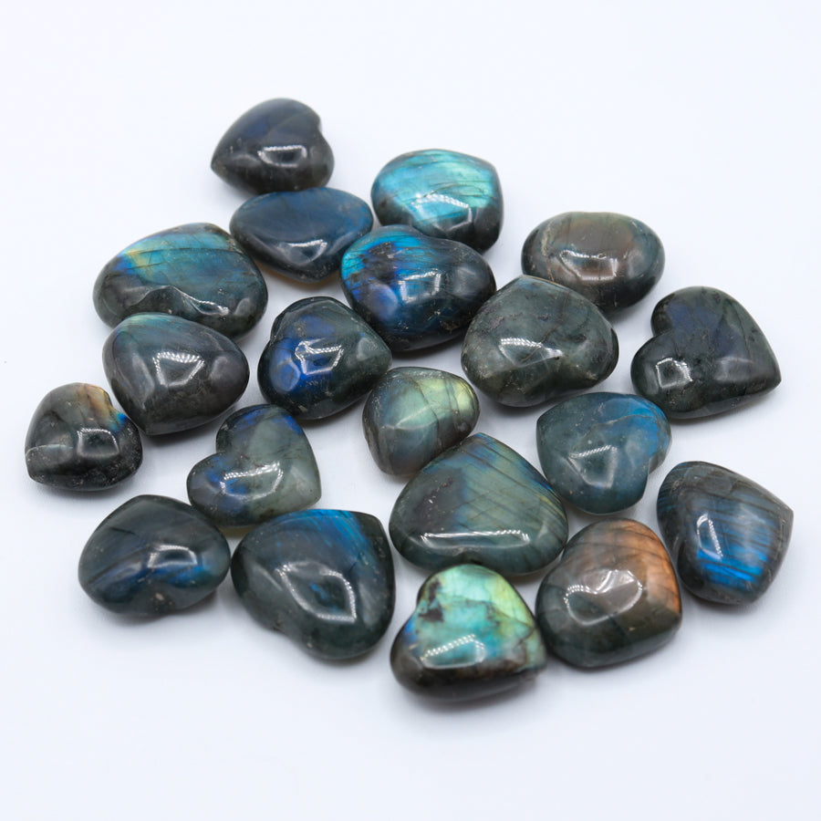 Flashy Labradorite Hearts