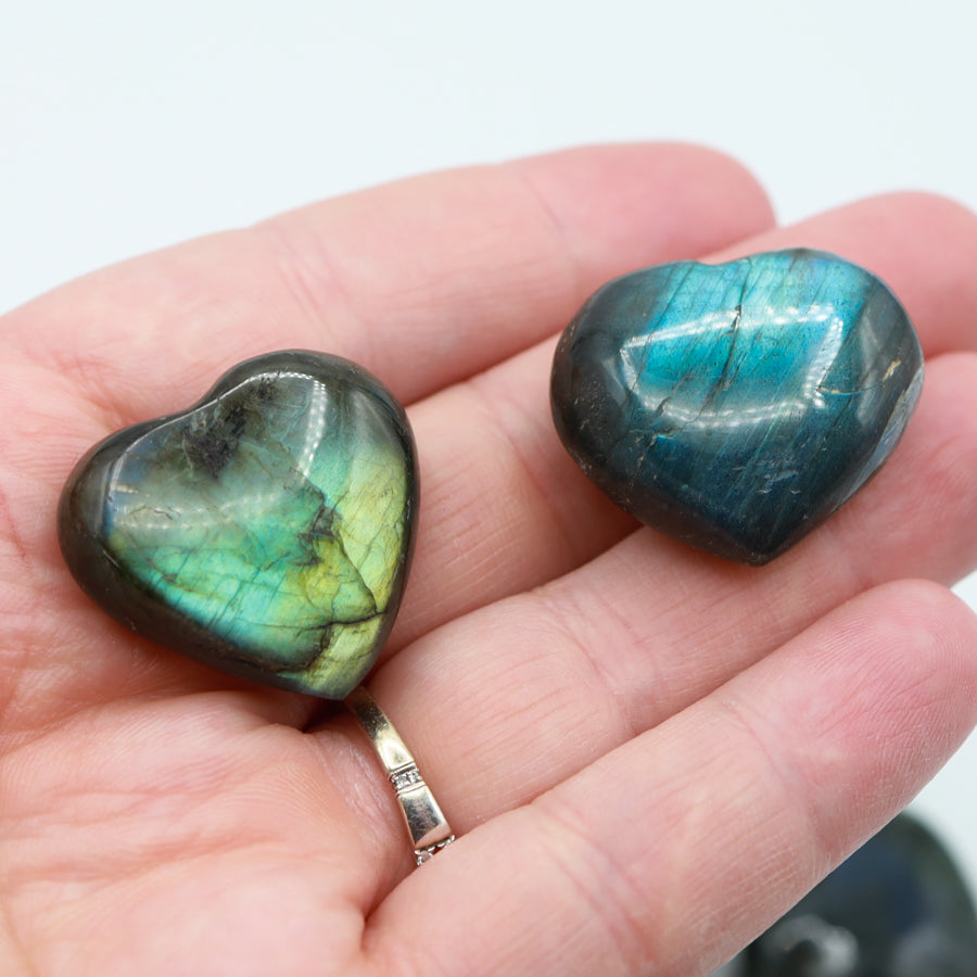 Flashy Labradorite Hearts