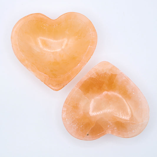 Medium Peach Selenite Heart Bowl