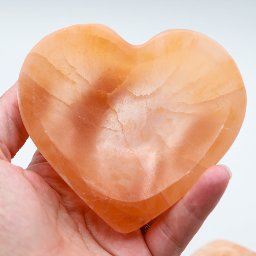 Medium Peach Selenite Heart Bowl