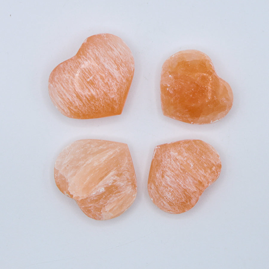 Peach Selenite Heart