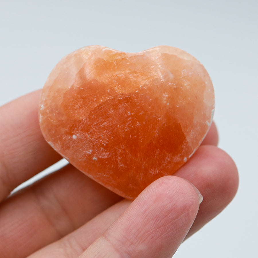 Peach Selenite Heart