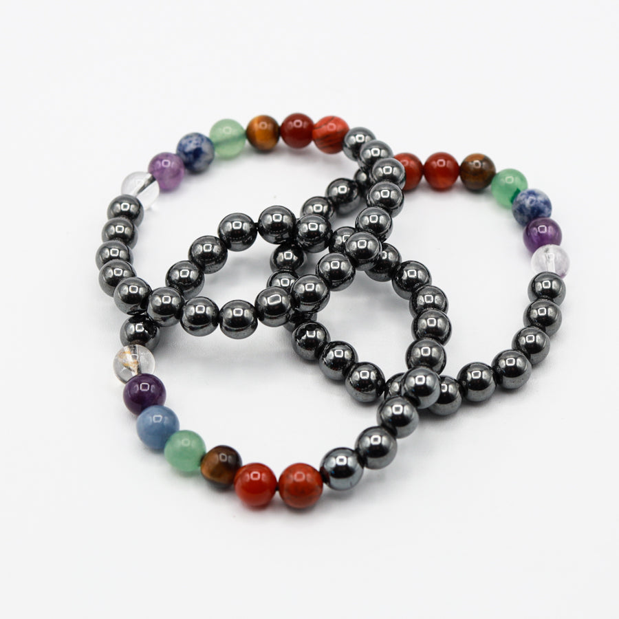 7 Chakra Bracelet with Hematite