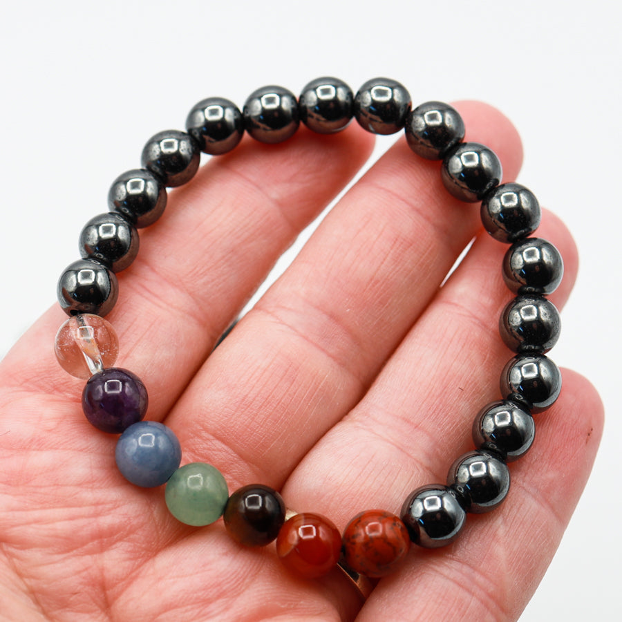 7 Chakra Bracelet with Hematite