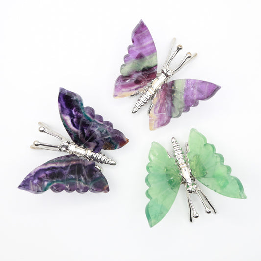 Rainbow Fluorite Freestanding Butterflies