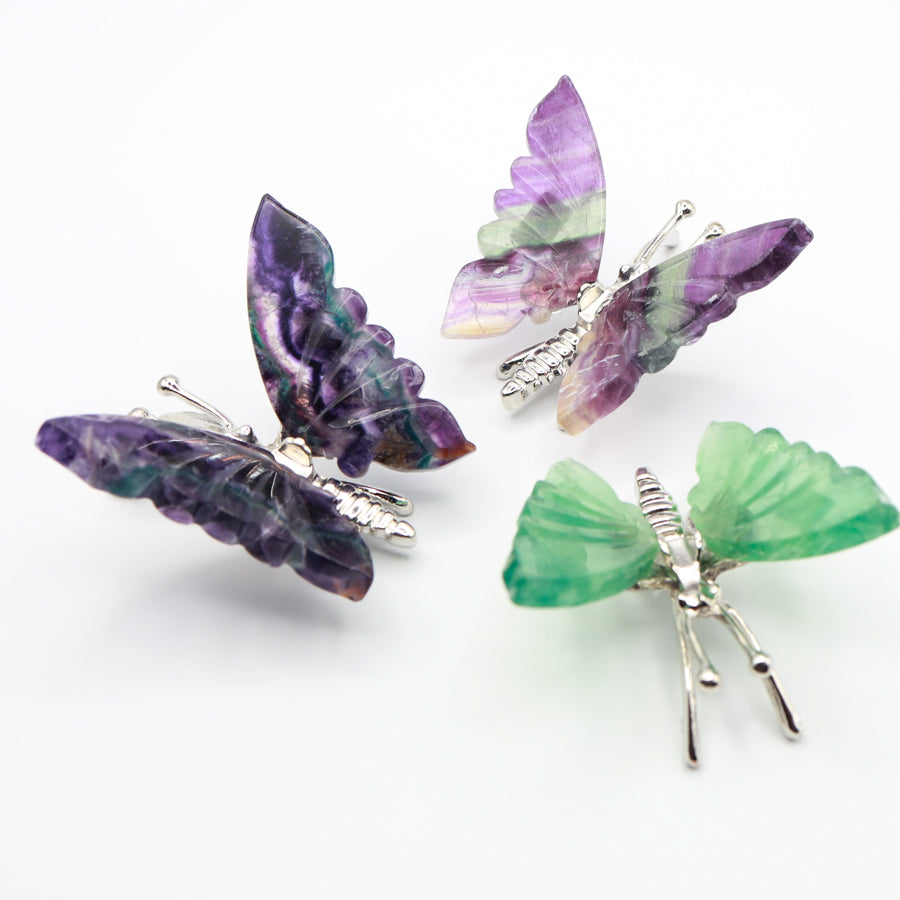 Rainbow Fluorite Freestanding Butterflies