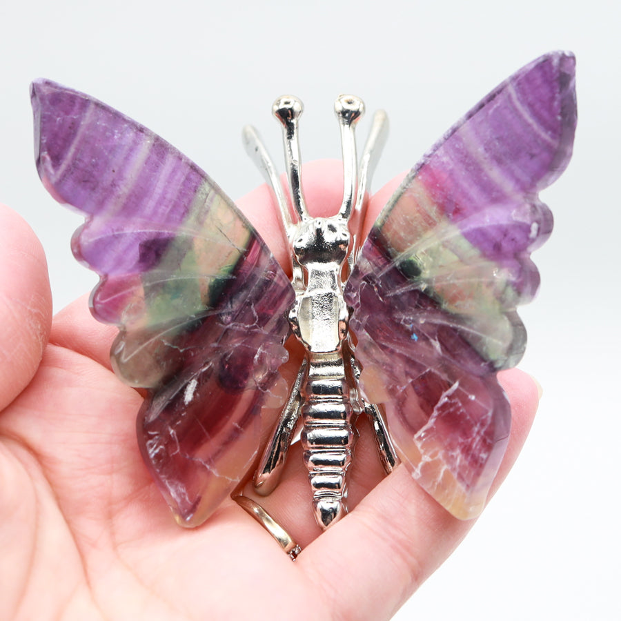 Rainbow Fluorite Freestanding Butterflies