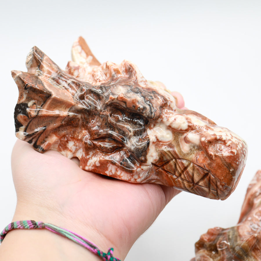 Red Banded Calcite Dragon Head