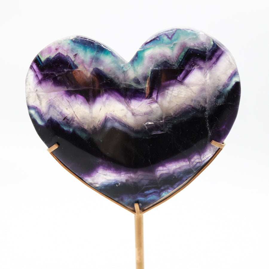 Rainbow Fluorite Heart on Stand