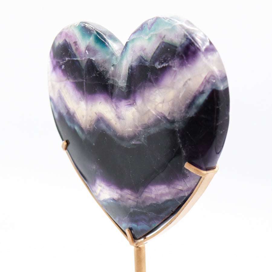 Rainbow Fluorite Heart on Stand