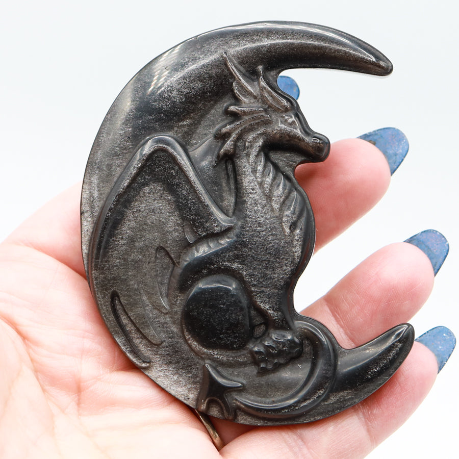 Silver Sheen Obsidian Dragon