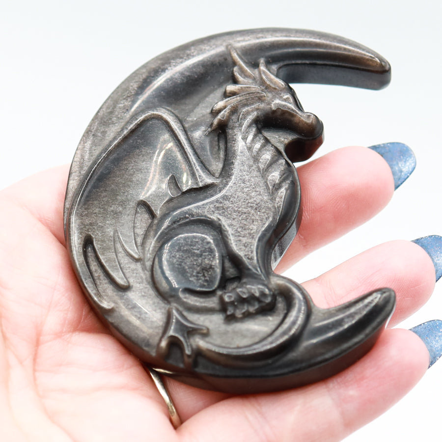Silver Sheen Obsidian Dragon