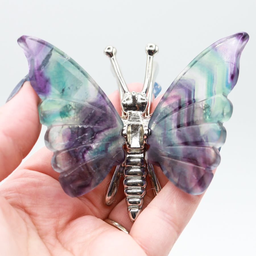 Rainbow Fluorite Freestanding Butterflies