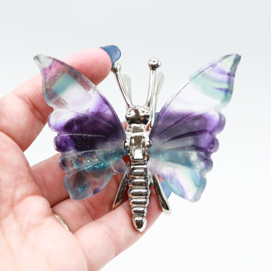 Rainbow Fluorite Freestanding Butterflies