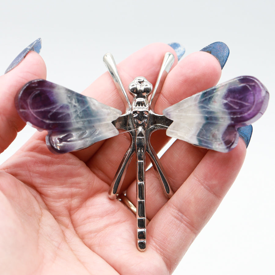 Rainbow Fluorite Freestanding Dragonfly
