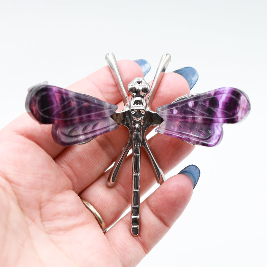 Rainbow Fluorite Freestanding Dragonfly